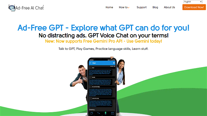 screenshot of Ad-Free AI Chat's website