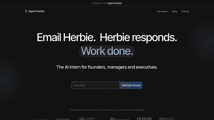 screenshot of Agent Herbie's website