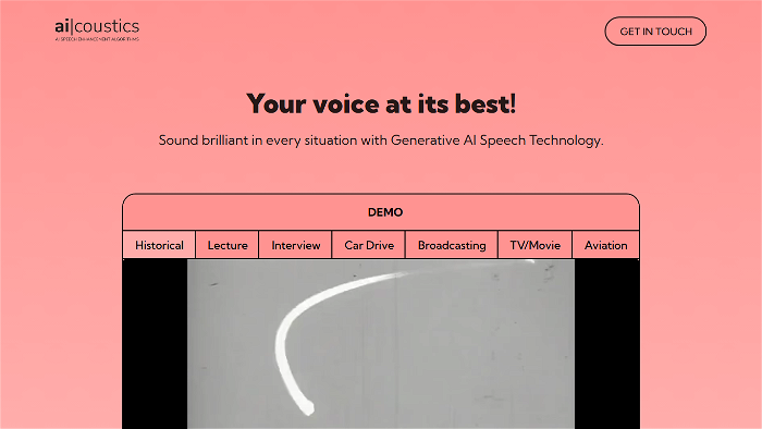 screenshot of AI Coustics's website