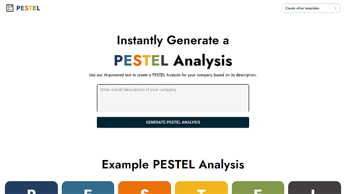 screenshot of AI Pestel's website