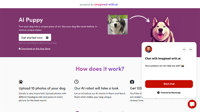 screenshot of AI Puppy's website