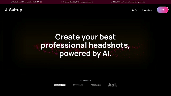 screenshot of AI Suitup's website
