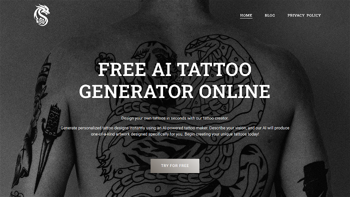 screenshot of AI Tattoo Generators's website