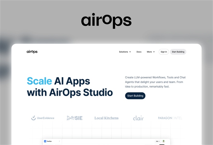 AirOps Thumbnail, showing the homepage and logo of the tool
