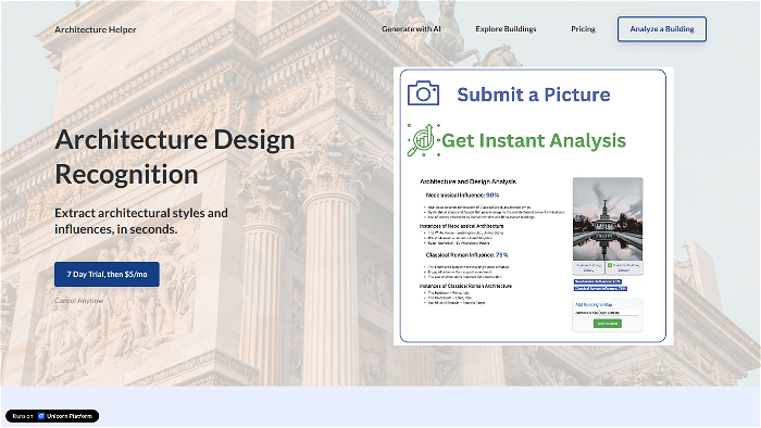 screenshot of Architecture Helper's website