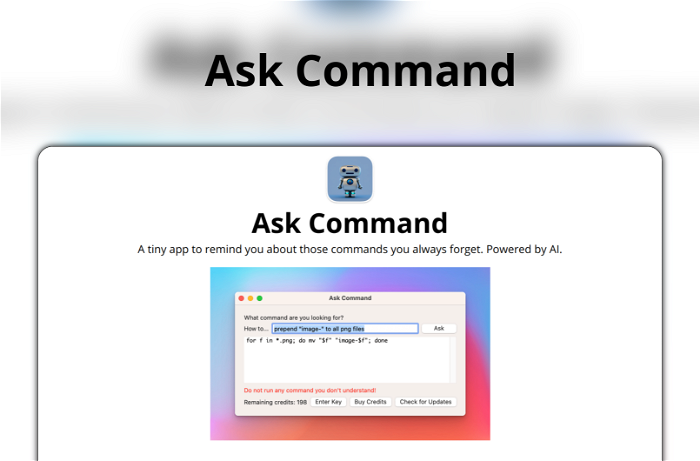 Thumbnail showing the Logo and a Screenshot of Ask Command
