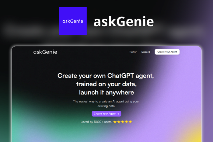 askGenie Thumbnail, showing the homepage and logo of the tool