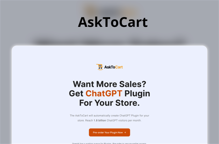 AskToCart Thumbnail, showing the homepage and logo of the tool