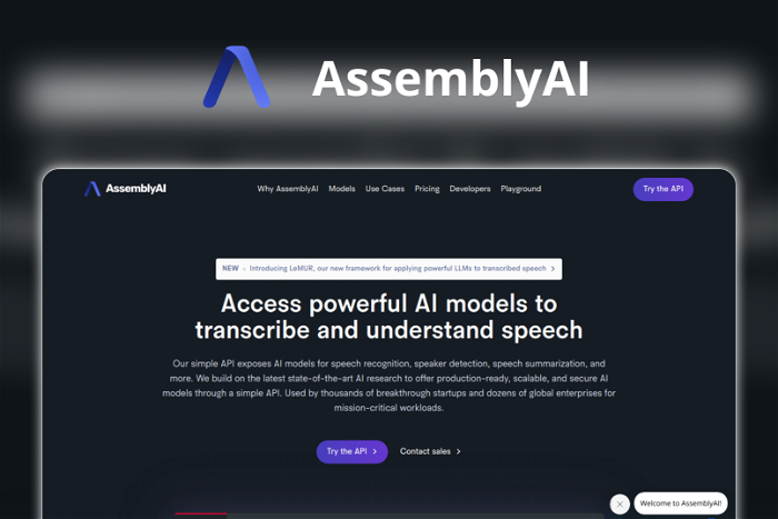 Thumbnail showing the Logo and a Screenshot of AssemblyAI