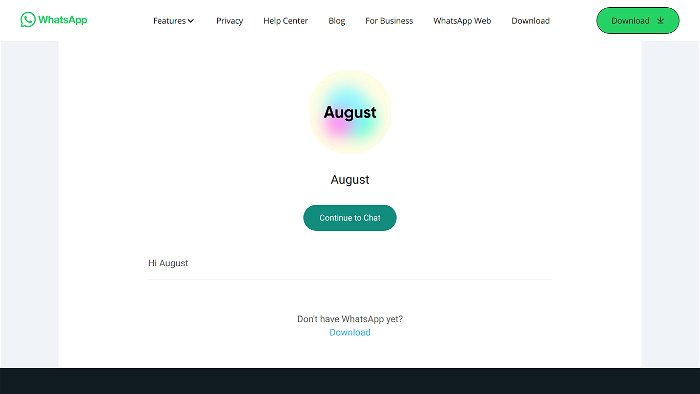 screenshot of August's website