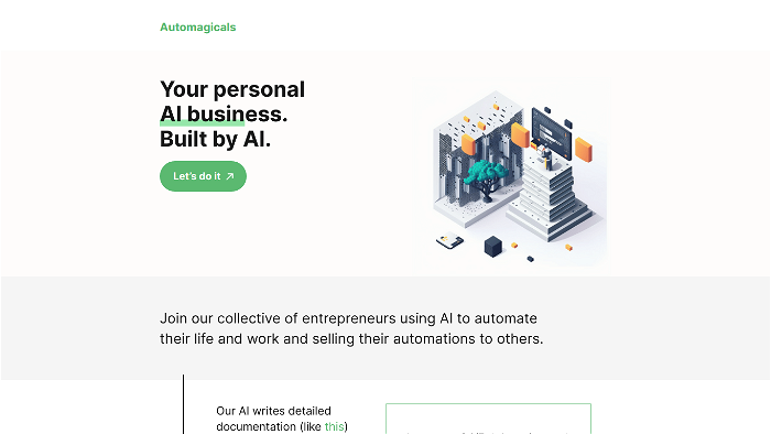 Screenshot of Automagicals's website.