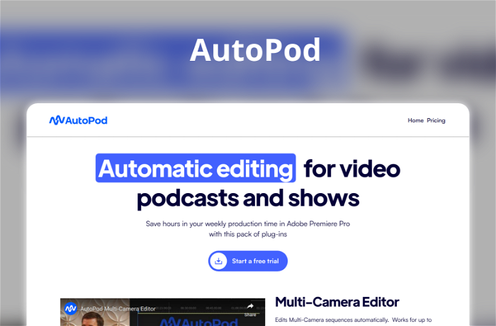 AutoPod Thumbnail, showing the homepage and logo of the tool