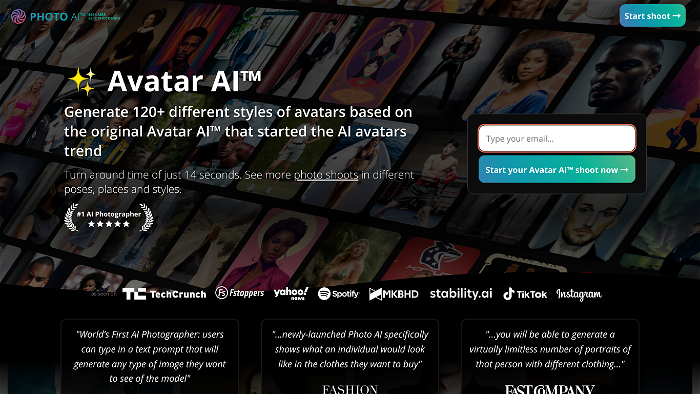 Screenshot of Avatar AI's website.