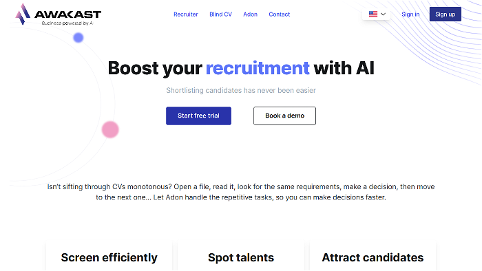 screenshot of Awakast recruiter's website