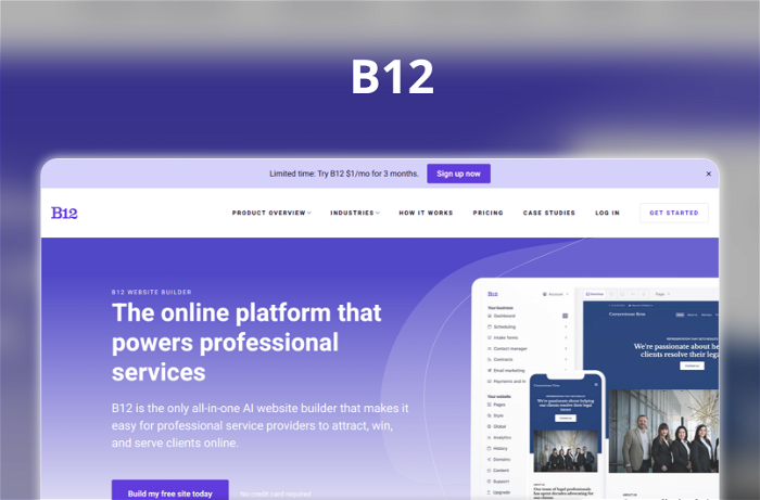 B12 Thumbnail, showing the homepage and logo of the tool
