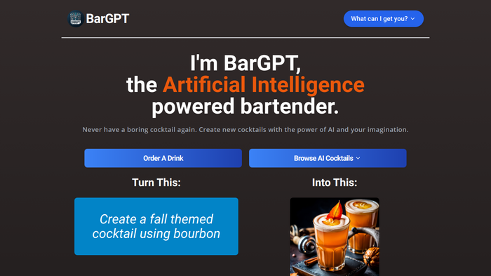 screenshot of BarGPT's website