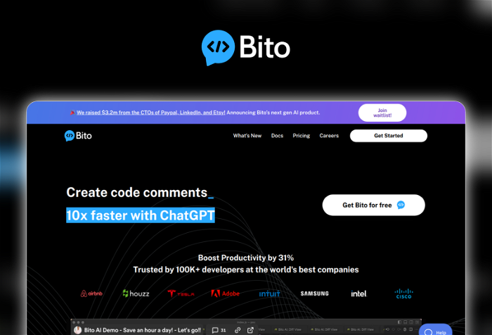 Thumbnail showing the Logo and a Screenshot of Bito