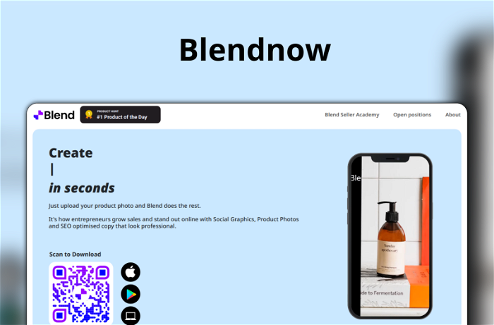 Blendnow Thumbnail, showing the homepage and logo of the tool