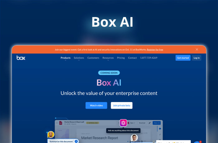 Box AI Thumbnail, showing the homepage and logo of the tool