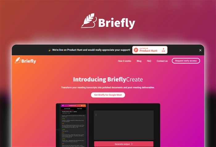 BrieflyAI Thumbnail, showing the homepage and logo of the tool
