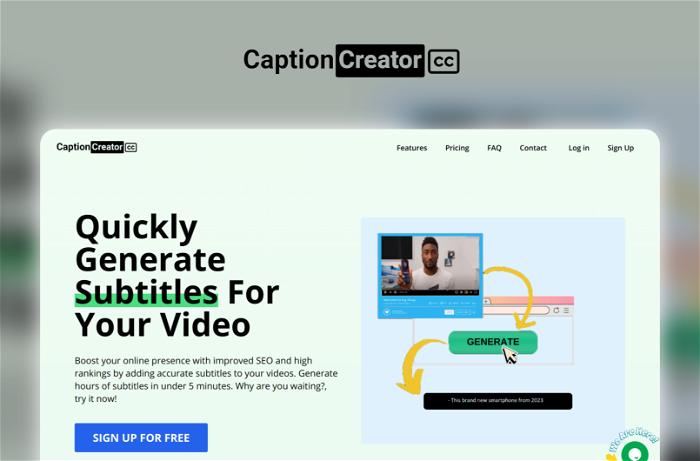 Thumbnail showing the Logo and a Screenshot of CaptionCreator