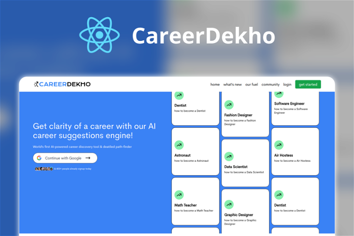Thumbnail showing the Logo and a Screenshot of CareerDekho