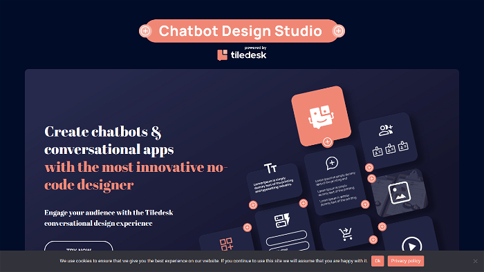 screenshot of Chatbot Design Studio's website