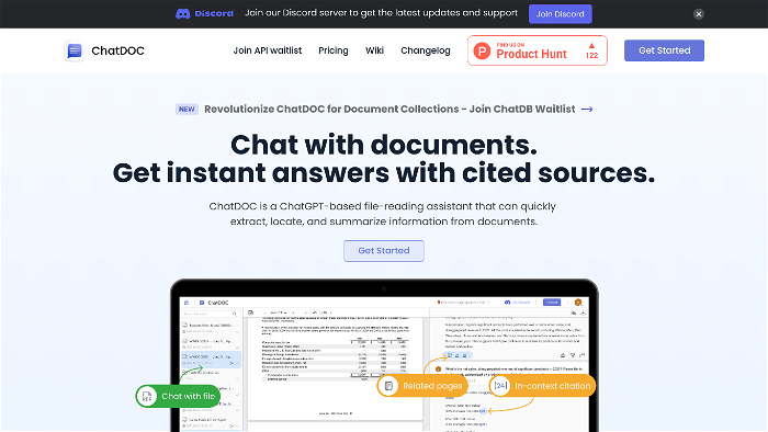 Thumbnail showing the Logo and a Screenshot of ChatDOC