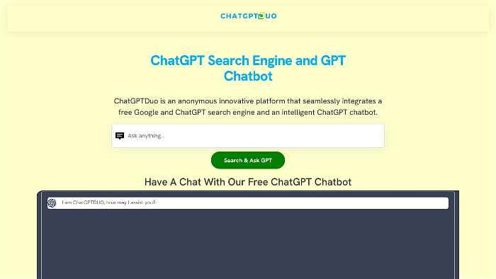 screenshot of ChatGPTDuo's website