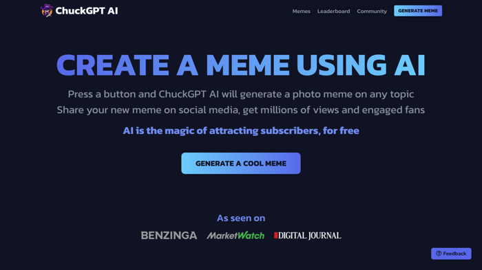screenshot of ChuckGPT's website