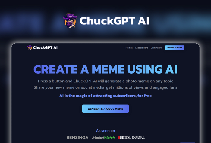 ChuckGPT Thumbnail, showing the homepage and logo of the tool