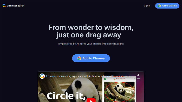 screenshot of Circle to Search's website