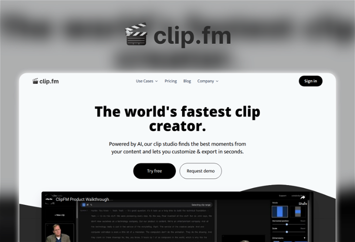 Thumbnail showing the Logo and a Screenshot of clip.fm