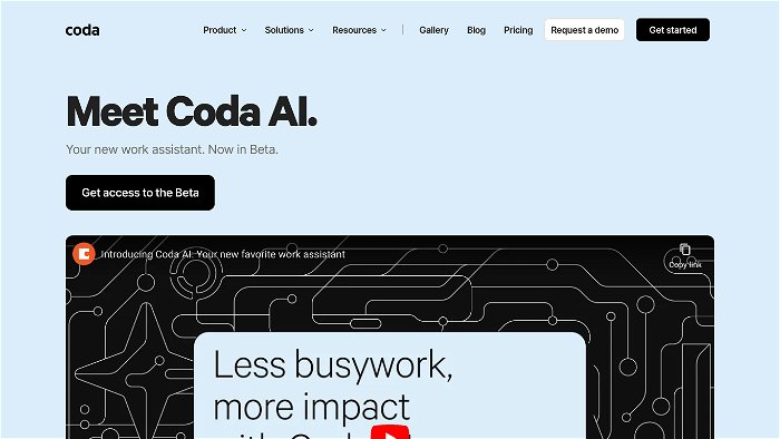 screenshot of Coda AI's website
