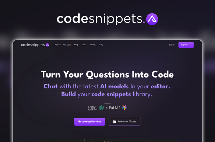Thumbnail showing the Logo and a Screenshot of Code Snippets