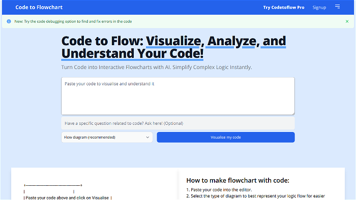 screenshot of Code to Flow's website
