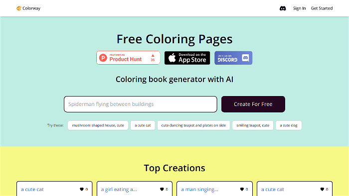 screenshot of Colorway's website