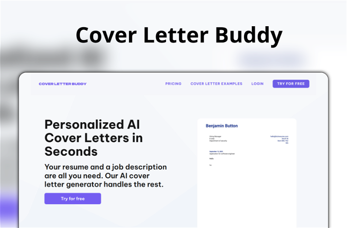 Thumbnail showing the Logo and a Screenshot of Cover Letter Buddy