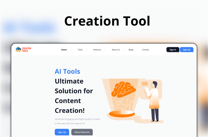 Creation Tool Thumbnail, showing the homepage and logo of the tool