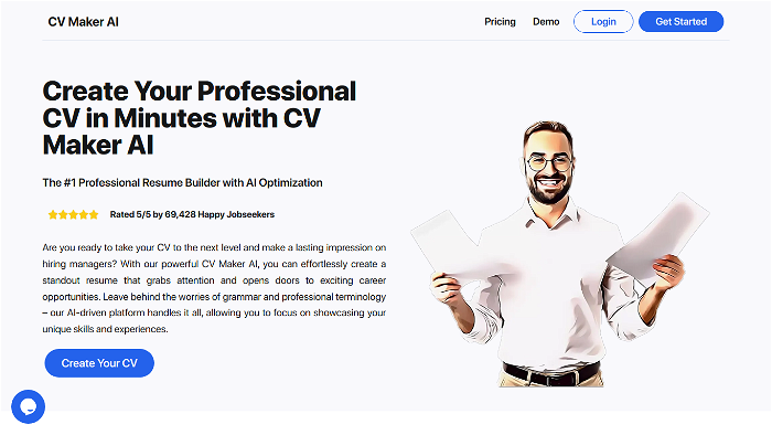 screenshot of CV Maker AI's website