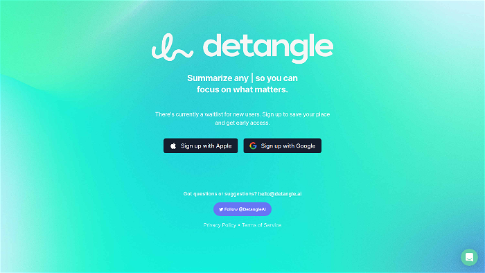 Screenshot of Detangle's website.