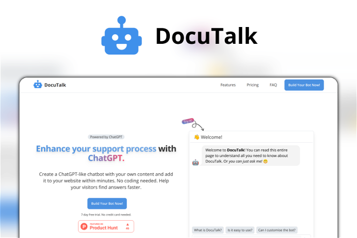 DocuTalk Thumbnail, showing the homepage and logo of the tool