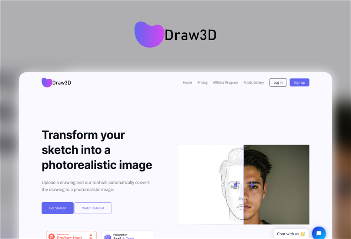 Thumbnail showing the Logo and a Screenshot of Draw3D