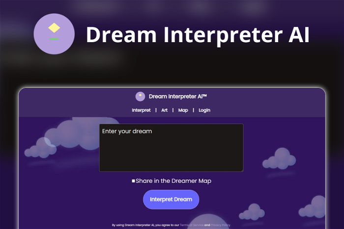 Dream Interpreter AI Thumbnail, showing the homepage and logo of the tool