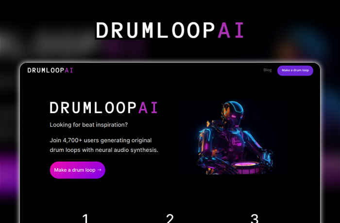 Thumbnail showing the Logo and a Screenshot of Drumloop AI