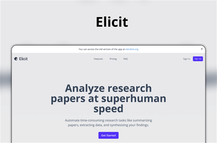 Thumbnail showing the Logo and a Screenshot of Elicit