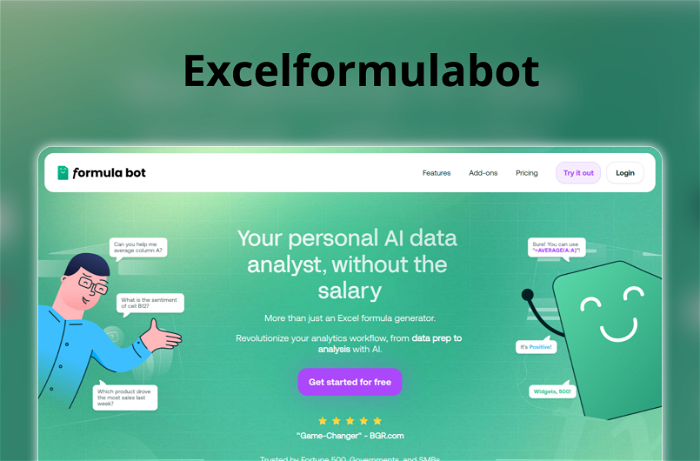 Thumbnail showing the Logo and a Screenshot of Excelformulabot