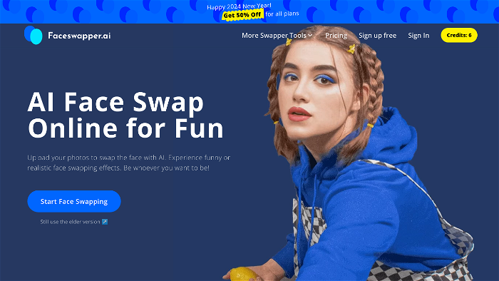 screenshot of Faceswapper's website