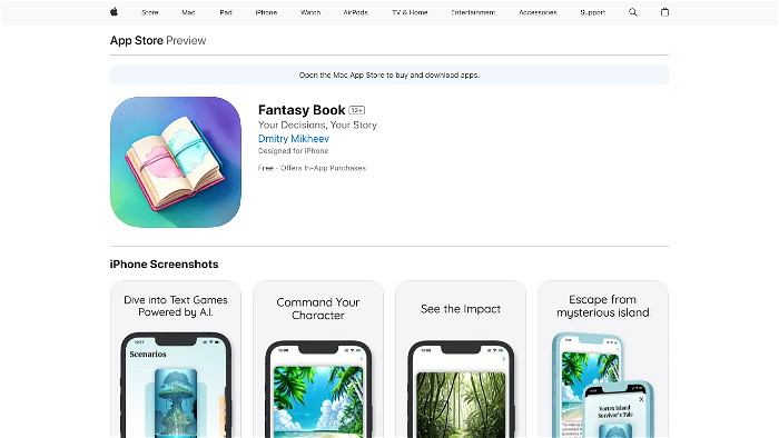 Thumbnail showing the logo and a screenshot of Fantasy Book