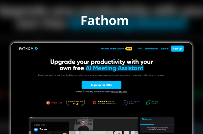 Thumbnail showing the Logo and a Screenshot of Fathom